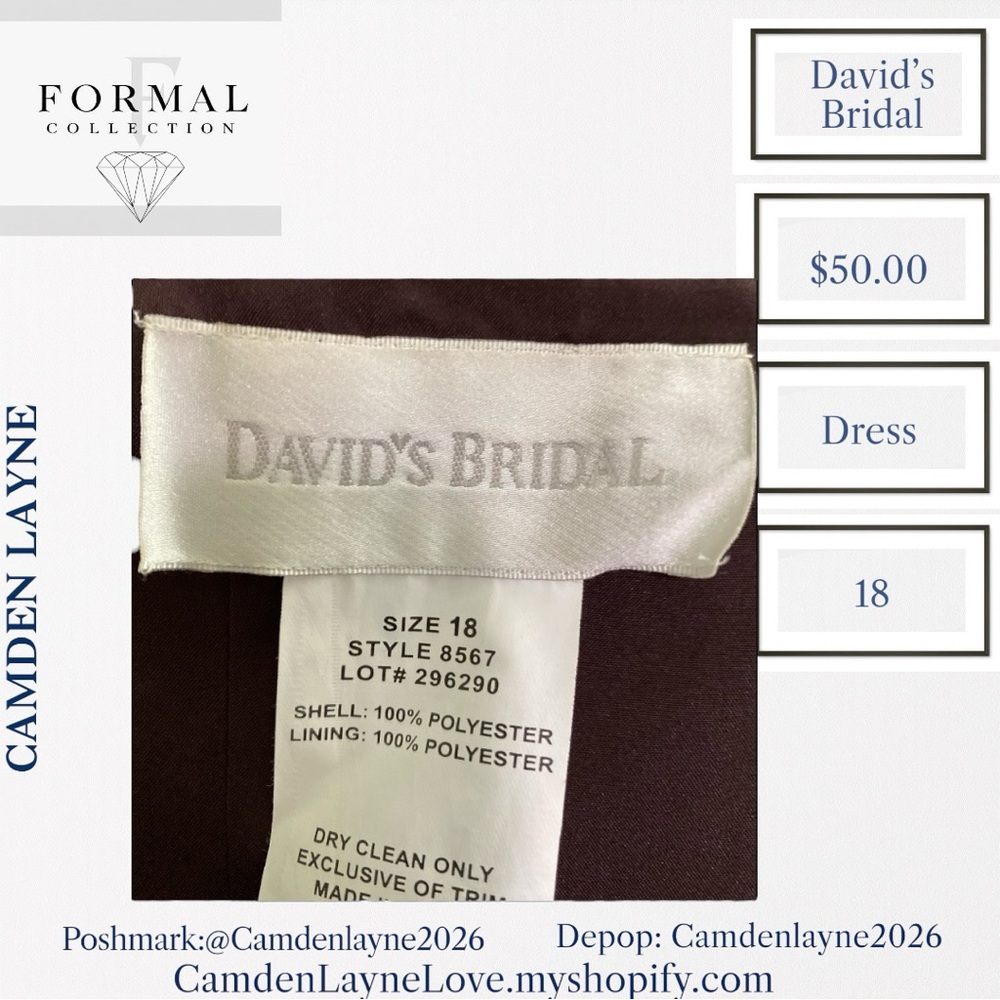 David's Bridal Chocolate Strapless Gown - Picture 11 of 11
